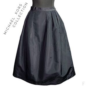 MICHAEL KORS COLLECTION Black Silk Short Midi A-line Skirt Size 6